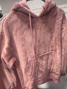 Cozy Plush Hooded Sweater - Dusty Rose